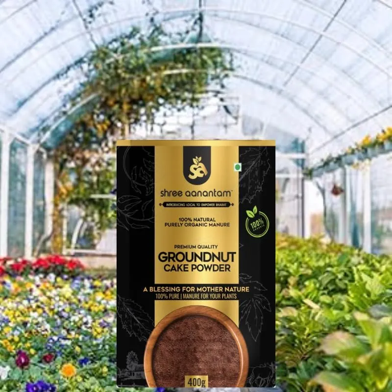 Shree Aanantam Groundnut Oil Cake Powder - 900gr | Organic Fertilizer for Home Garden | Potting Plant Growth Nutrient | Groundnut Cake Powder for Plants