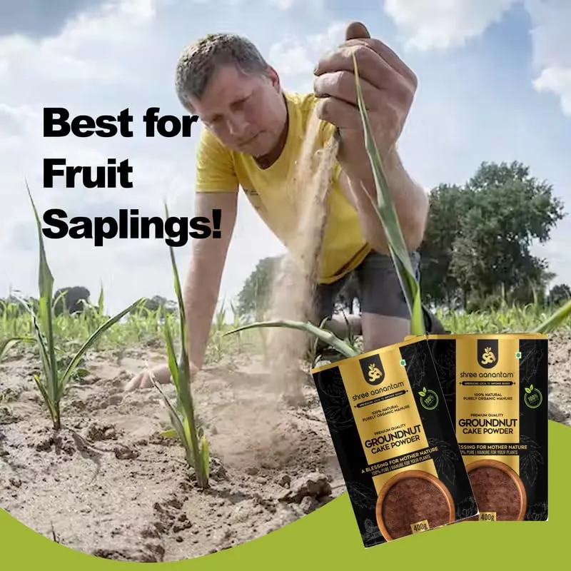 Shree Aanantam Groundnut Oil Cake Powder - 900gr | Organic Fertilizer for Home Garden | Potting Plant Growth Nutrient | Groundnut Cake Powder for Plants
