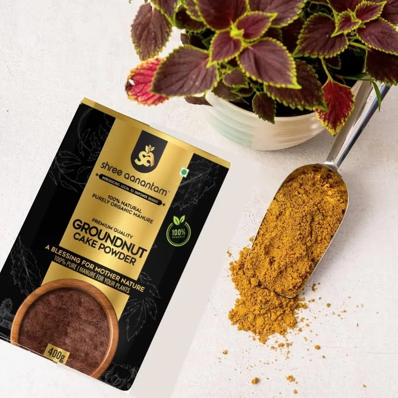 Shree Aanantam Groundnut Oil Cake Powder - 900gr | Organic Fertilizer for Home Garden | Potting Plant Growth Nutrient | Groundnut Cake Powder for Plants