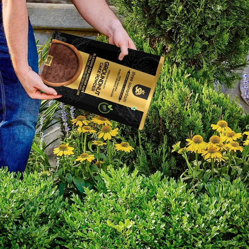 Shree Aanantam Groundnut Oil Cake Powder - 900gr | Organic Fertilizer for Home Garden | Potting Plant Growth Nutrient | Groundnut Cake Powder for Plants