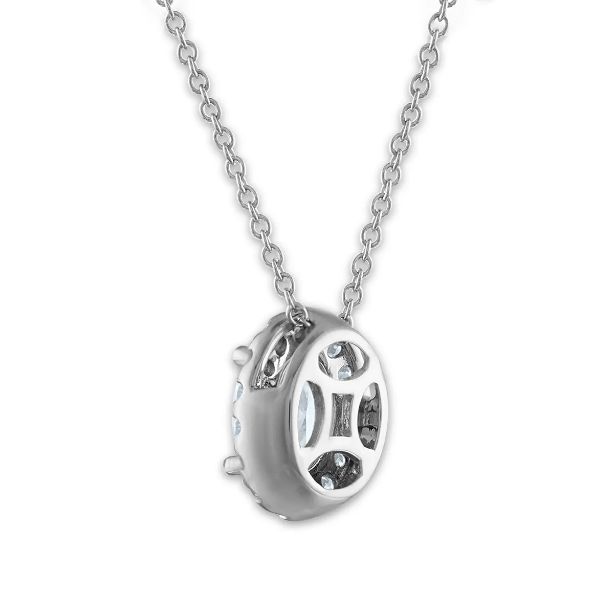 Signature EcoLove 3/4 CTW Lab Grown Diamond Halo Oval Shaped 18-inch Pendant in 14KT White Gold
