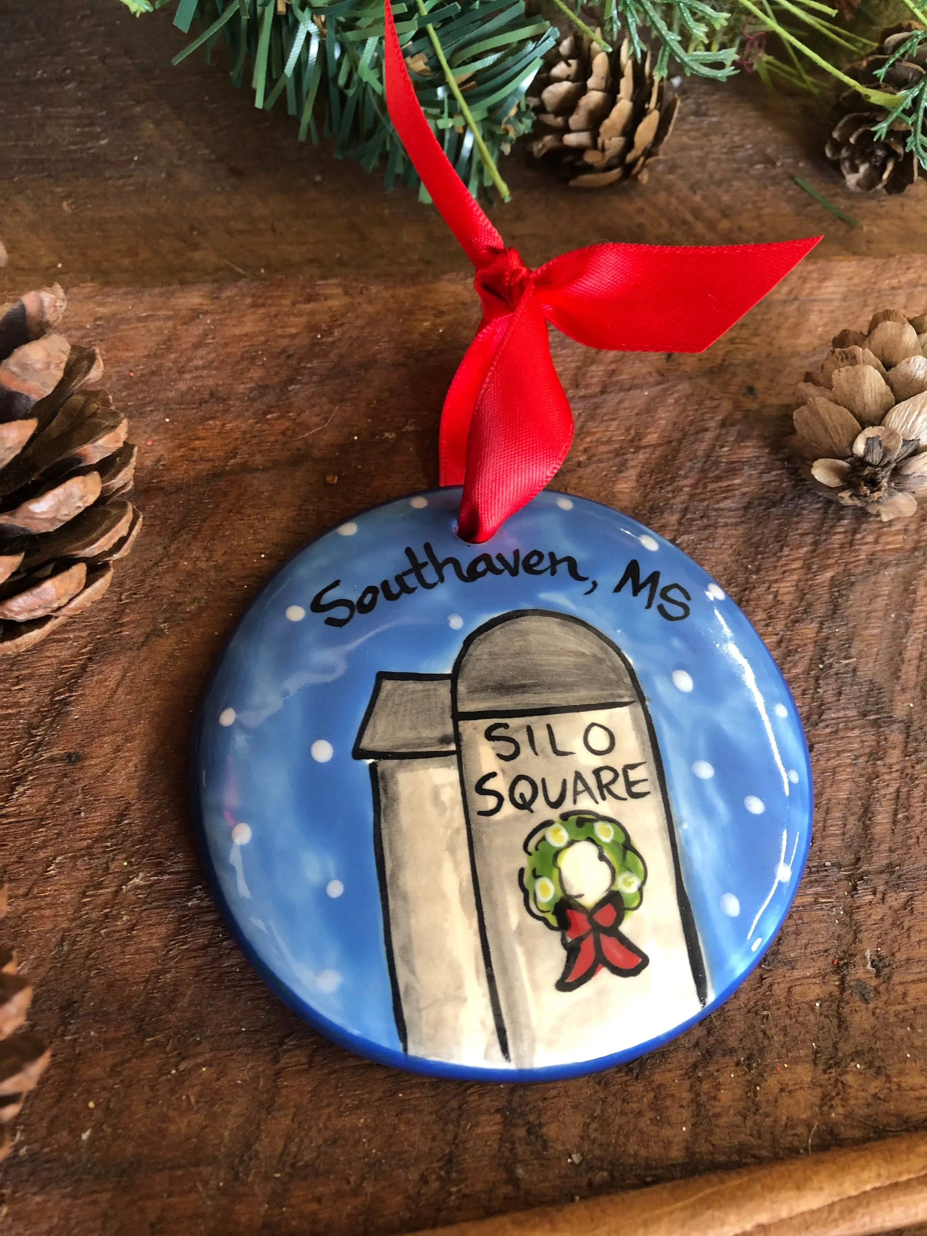 Silo Square Hand Painted Christmas Ornament