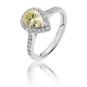 Silver & Co Large Claw Set Pear Shape Halo Style Cubic Zirconia Ring SRG0016YZ