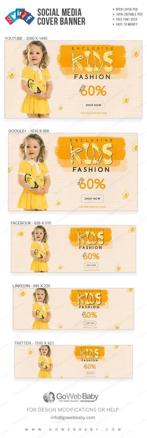 Social Media Cover Banner - Exclusive Kids Fashion For Website Marketing