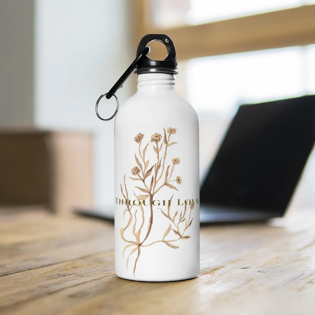 Stainless Steel Water Bottle Hot or Cold Bottle Carrier Christian Store Minimalist Line Art Home Office Through Love