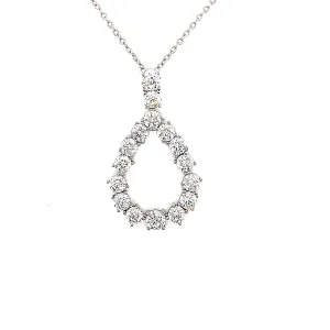 Sterling Silver Pave' Pear Shaped Pendant Necklace