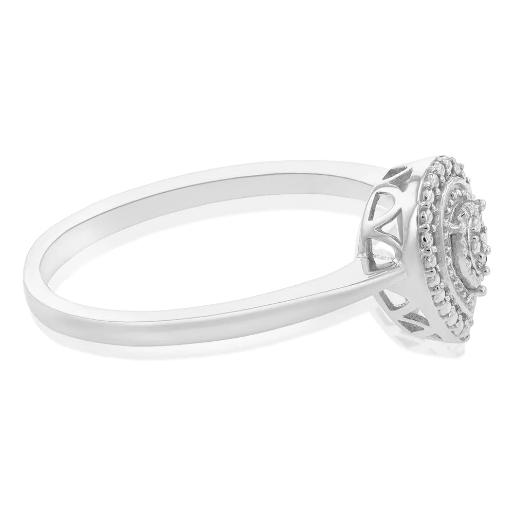 Sterling Silver With Diamond Pear Shape Ring