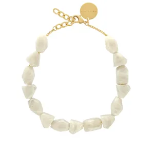 Stone Shaped Necklace Snow White Marble