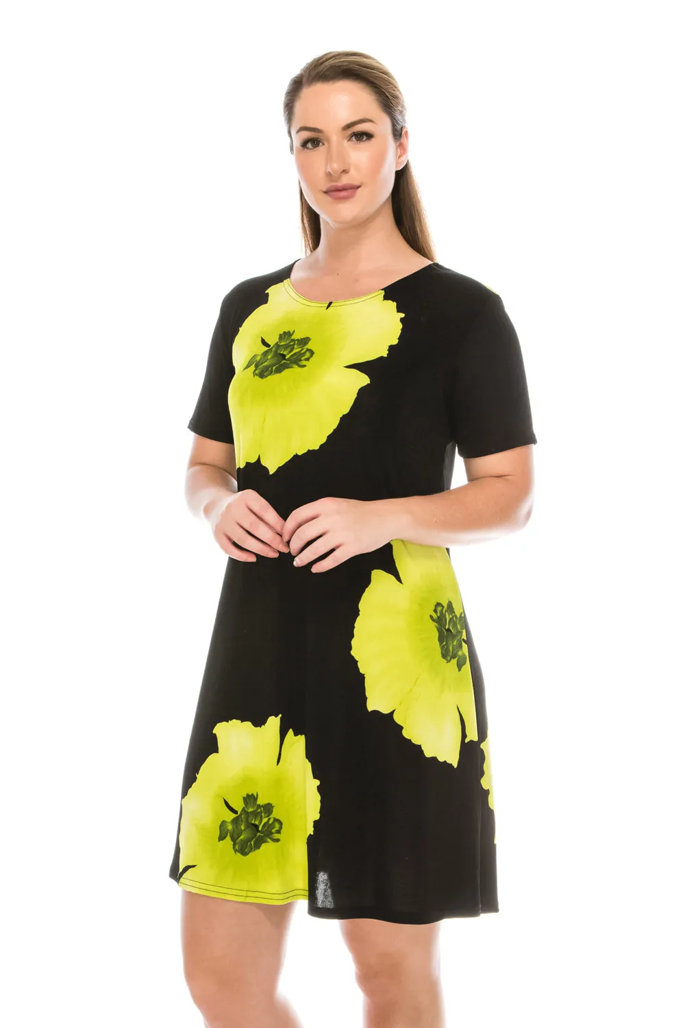 Stretchy Missy Dress Short Sleeve Print-7004BN-SRP1-W113