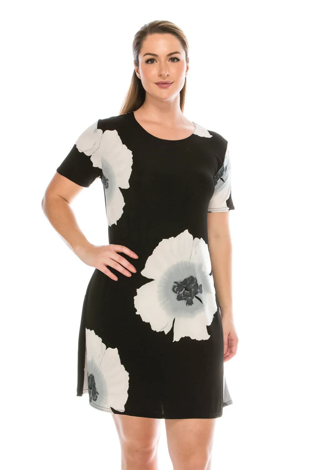 Stretchy Missy Dress Short Sleeve Print-7004BN-SRP1-W113