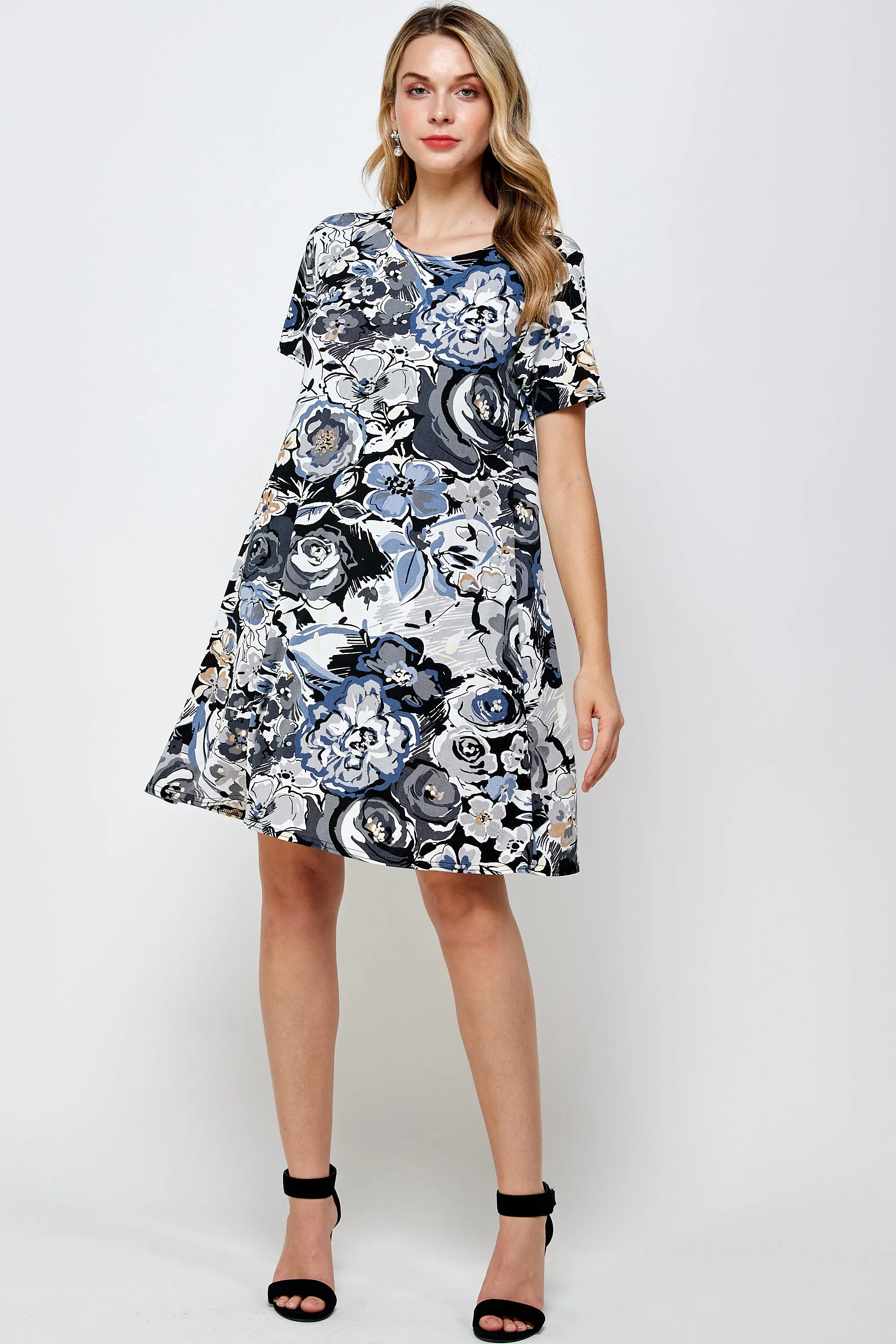 Stretchy Missy Dress Short Sleeve Print-7004BN-SRP1-W293