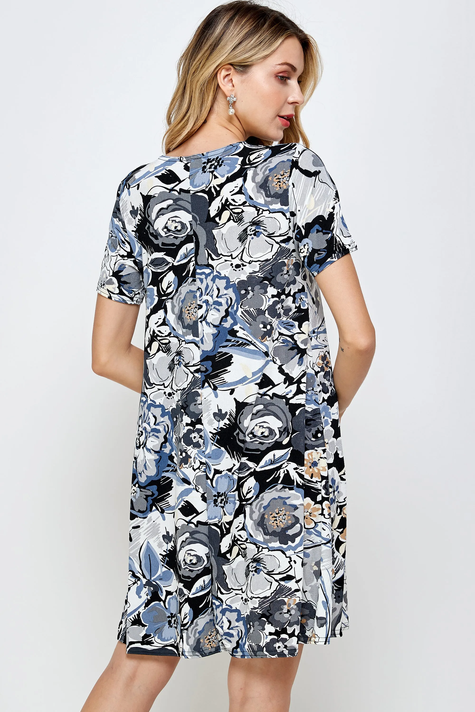 Stretchy Missy Dress Short Sleeve Print-7004BN-SRP1-W293