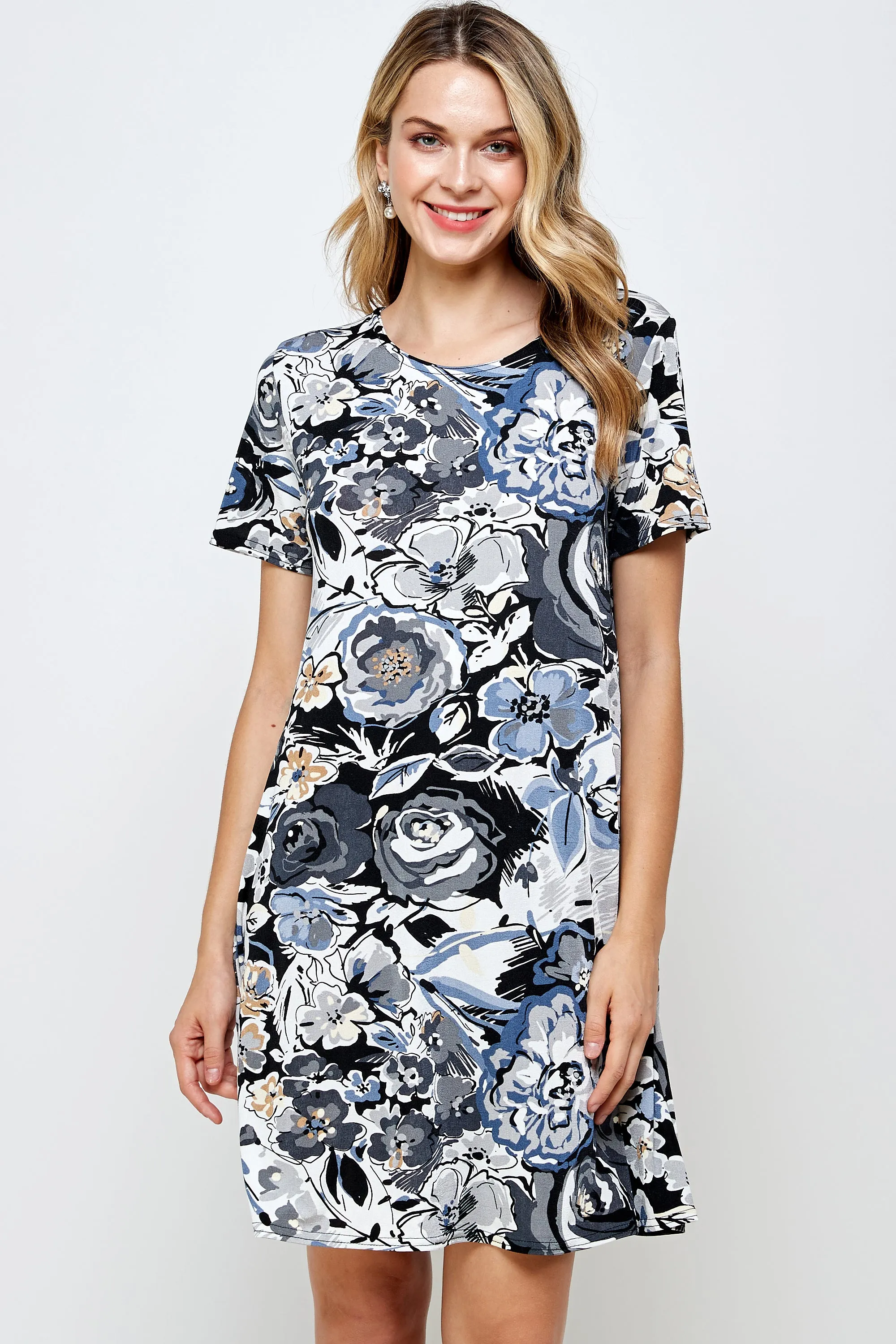 Stretchy Missy Dress Short Sleeve Print-7004BN-SRP1-W293