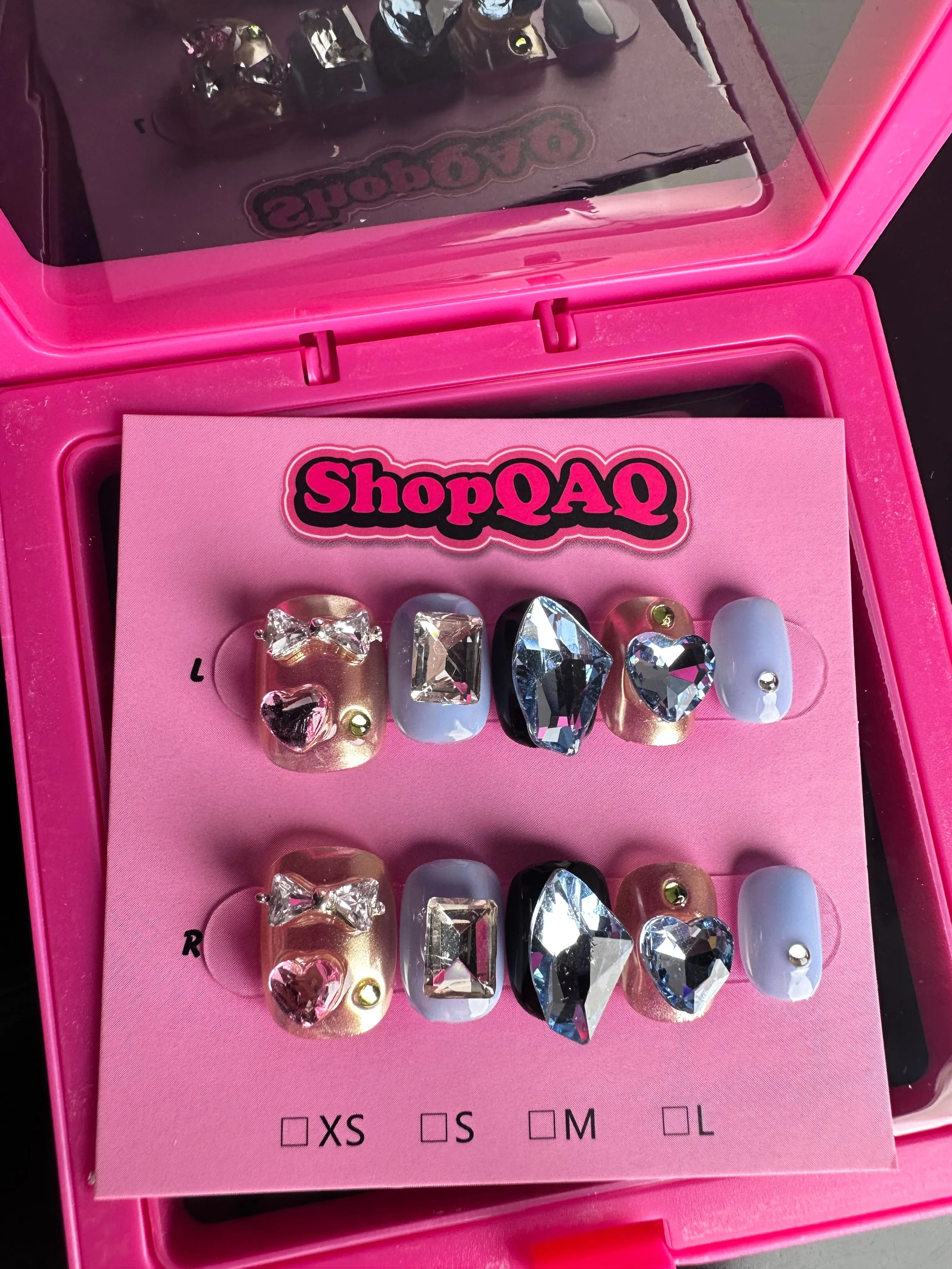 sweet and Cool Spring/Summer Heart Diamond Detachable Press-On Nails