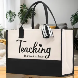 Teaching Is A Work Of Heart Tote Bag Teacher Bag Teacher Gift Teacher Retirement Gift Best Teacher Gifts Teacher Appreciation Gift