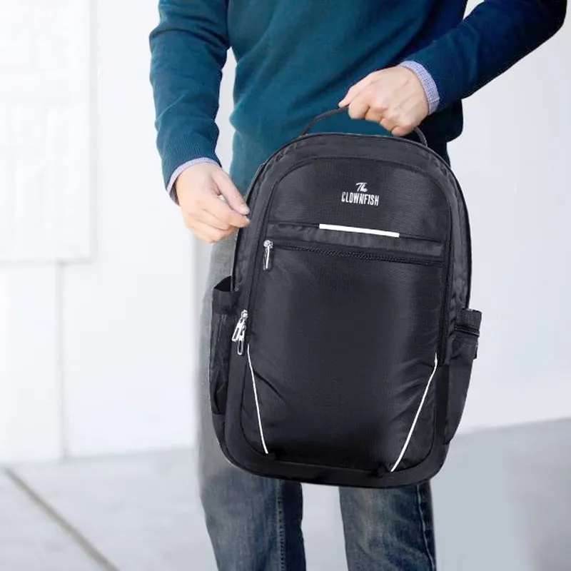 THE CLOWNFISH Emerson Polyester 26 Litres Unisex Travel Laptop Backpack for 14 inch Laptop (Black)