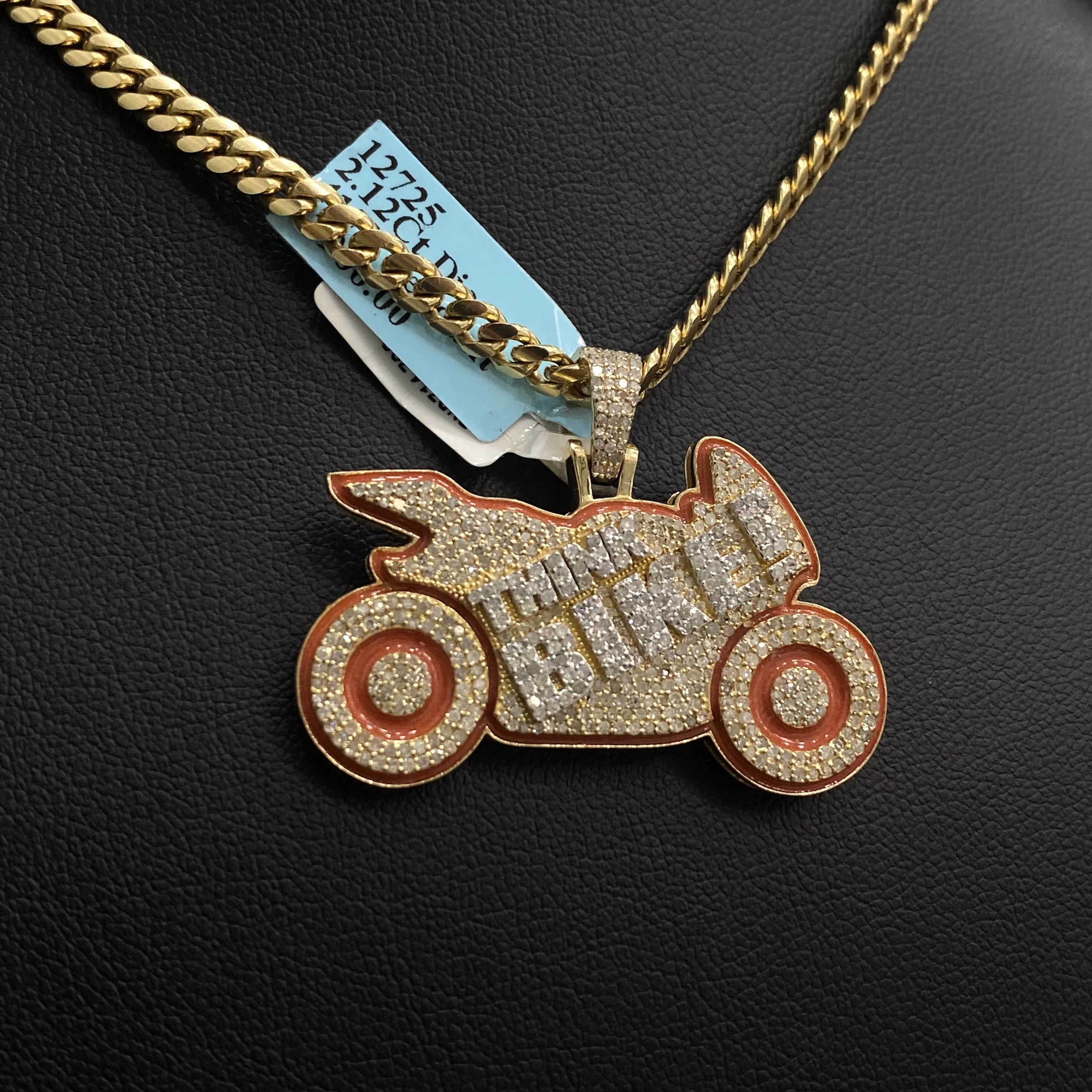 Think Bike! Pendant 10K Yellow Gold With Diamond 2,12ct / 9gr
