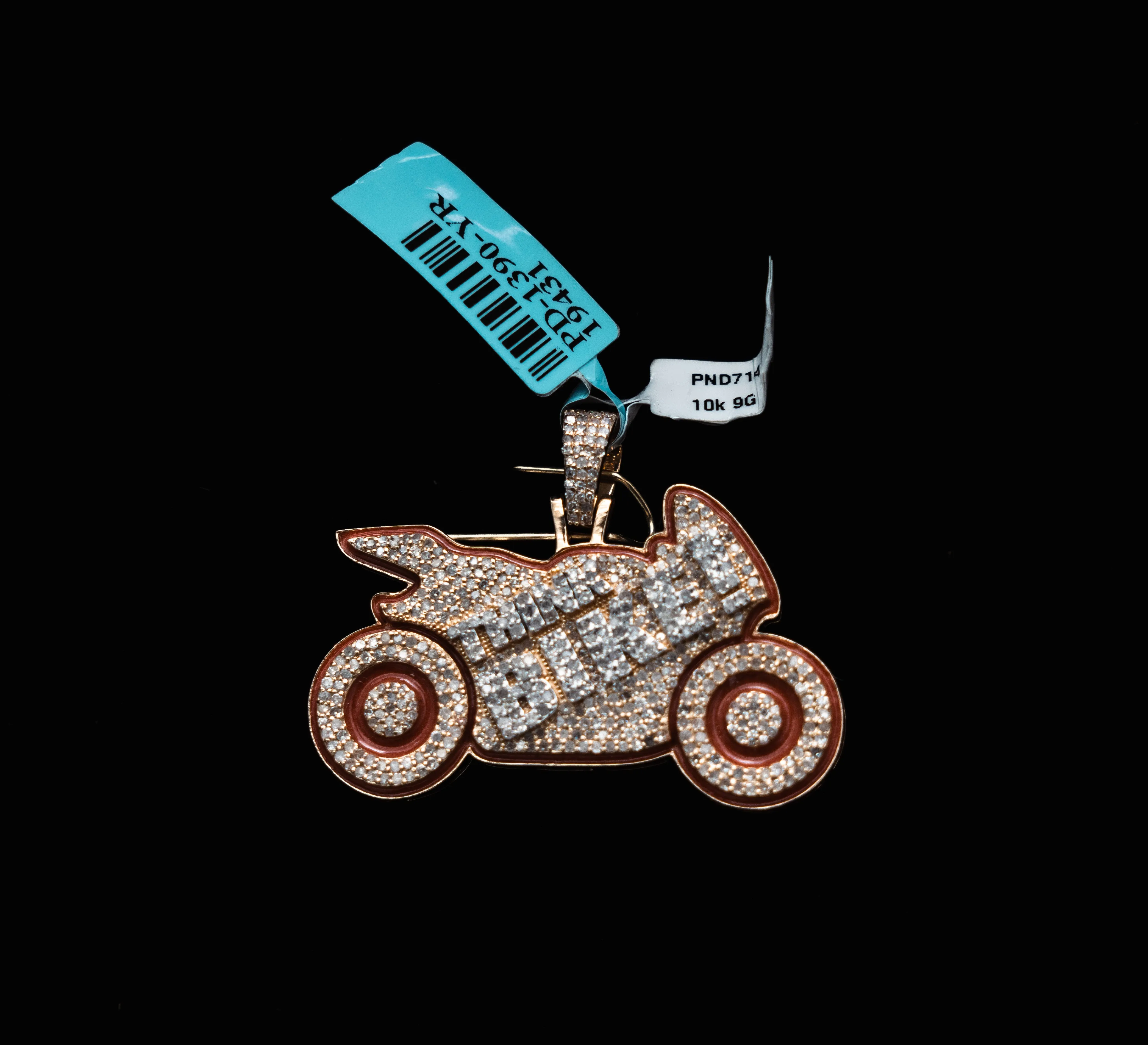 Think Bike! Pendant 10K Yellow Gold With Diamond 2,12ct / 9gr