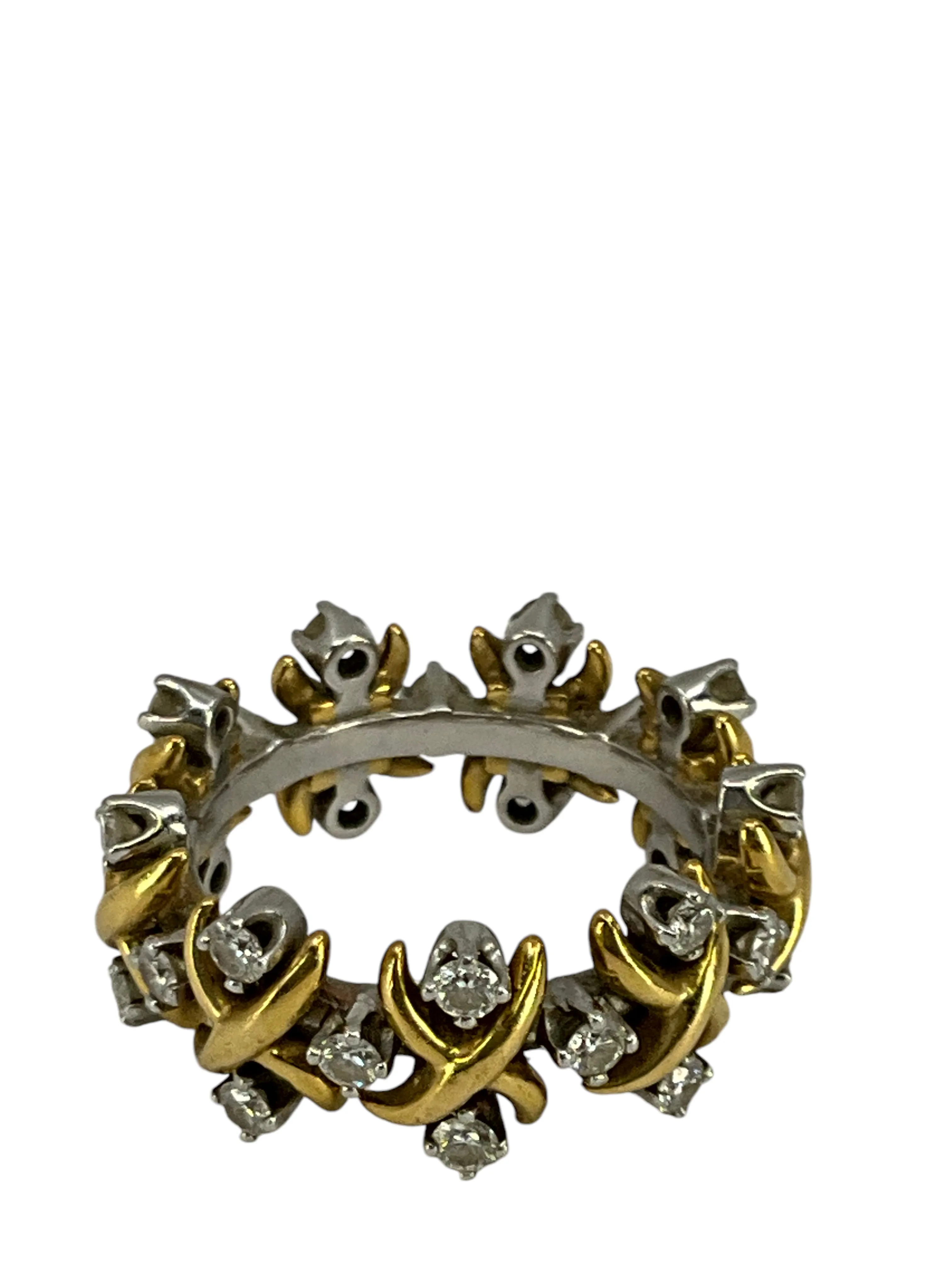 Tiffany & Co. Schlumberger 18k Gold and Diamond Lynn Ring Size 7 NEW