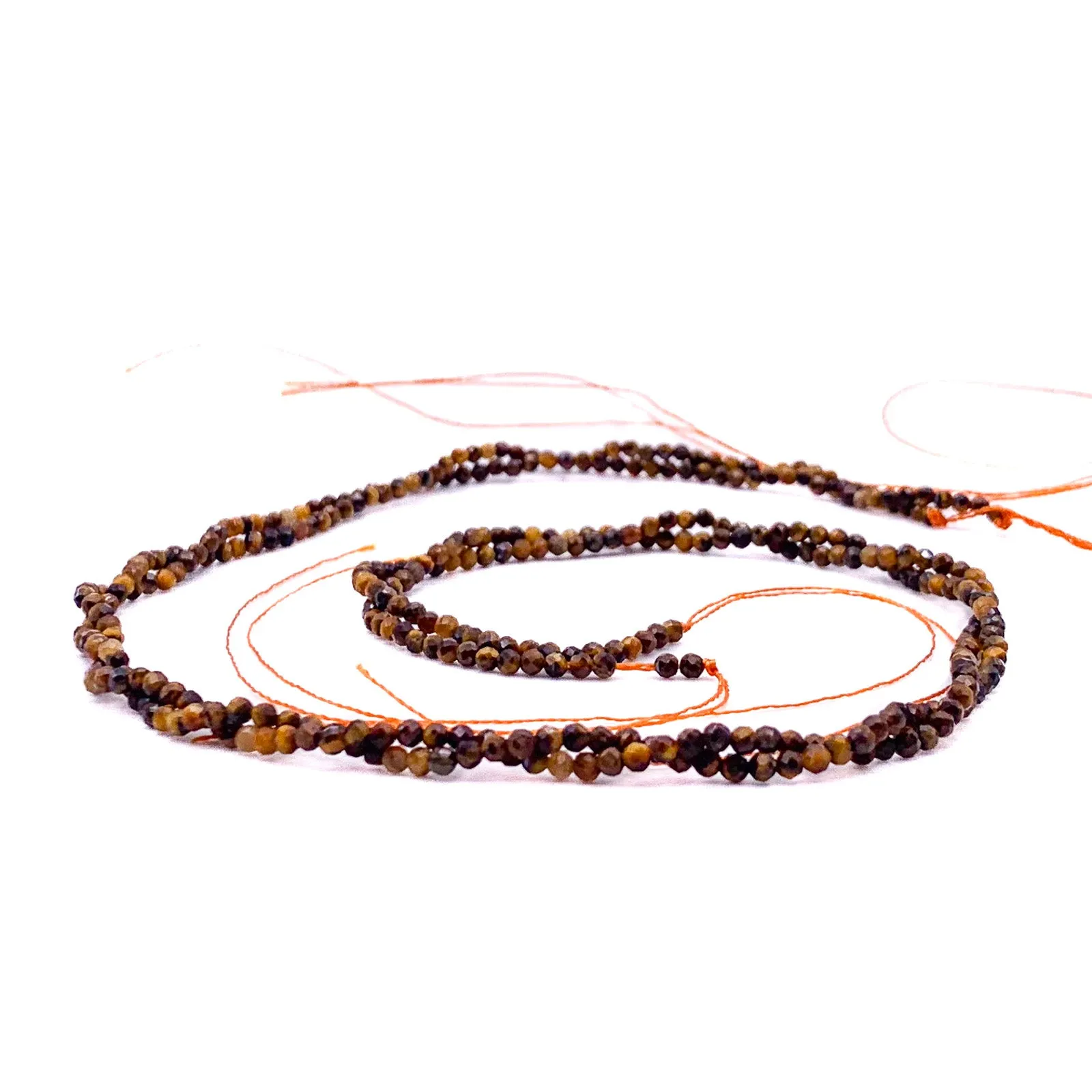 Tiger's Eye 2mm Faceted Round Bead Strand