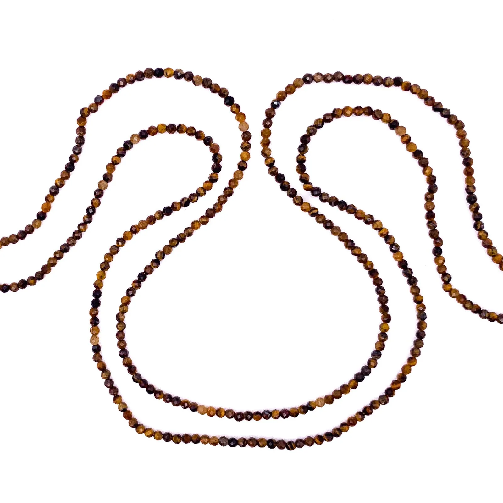 Tiger's Eye 2mm Faceted Round Bead Strand