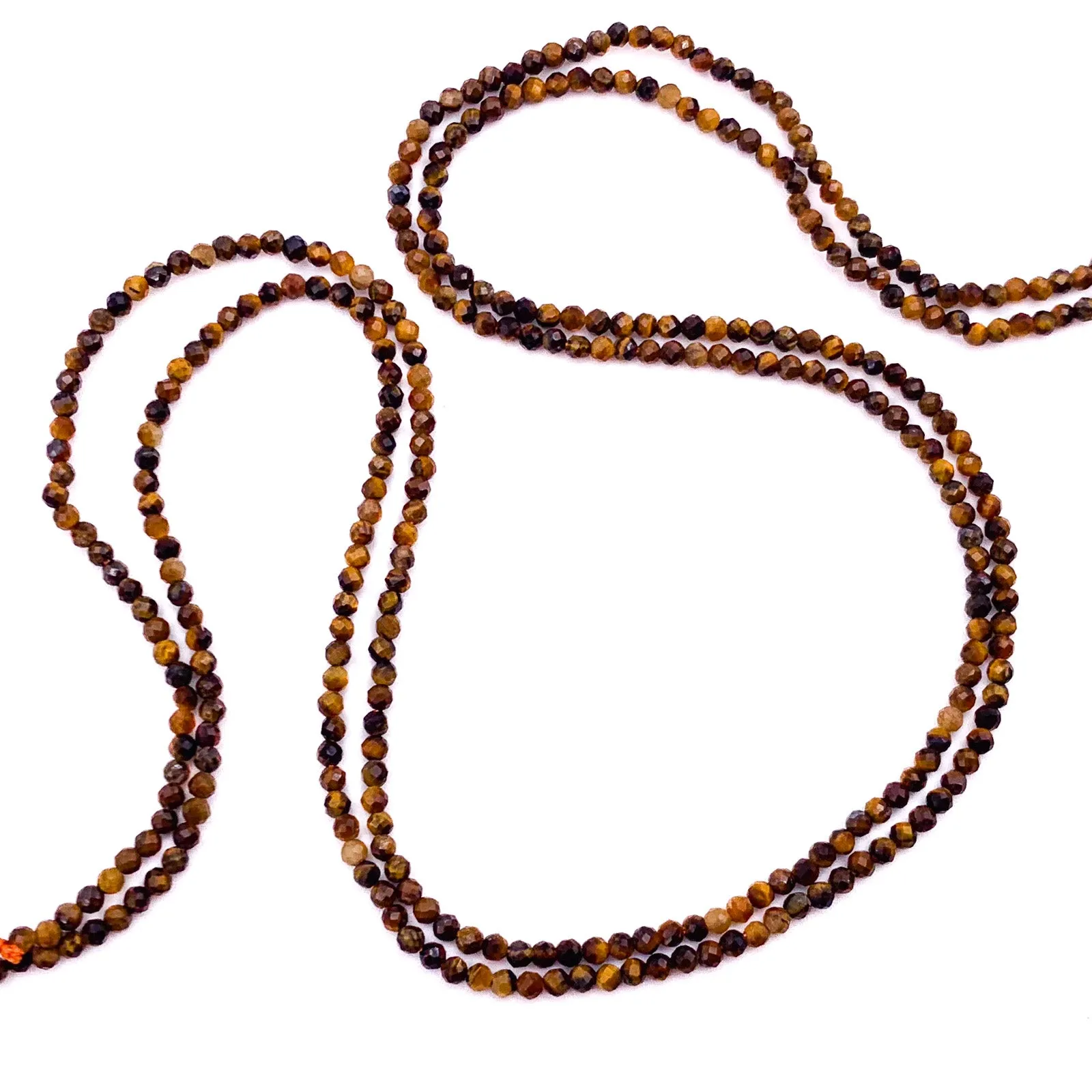 Tiger's Eye 2mm Faceted Round Bead Strand