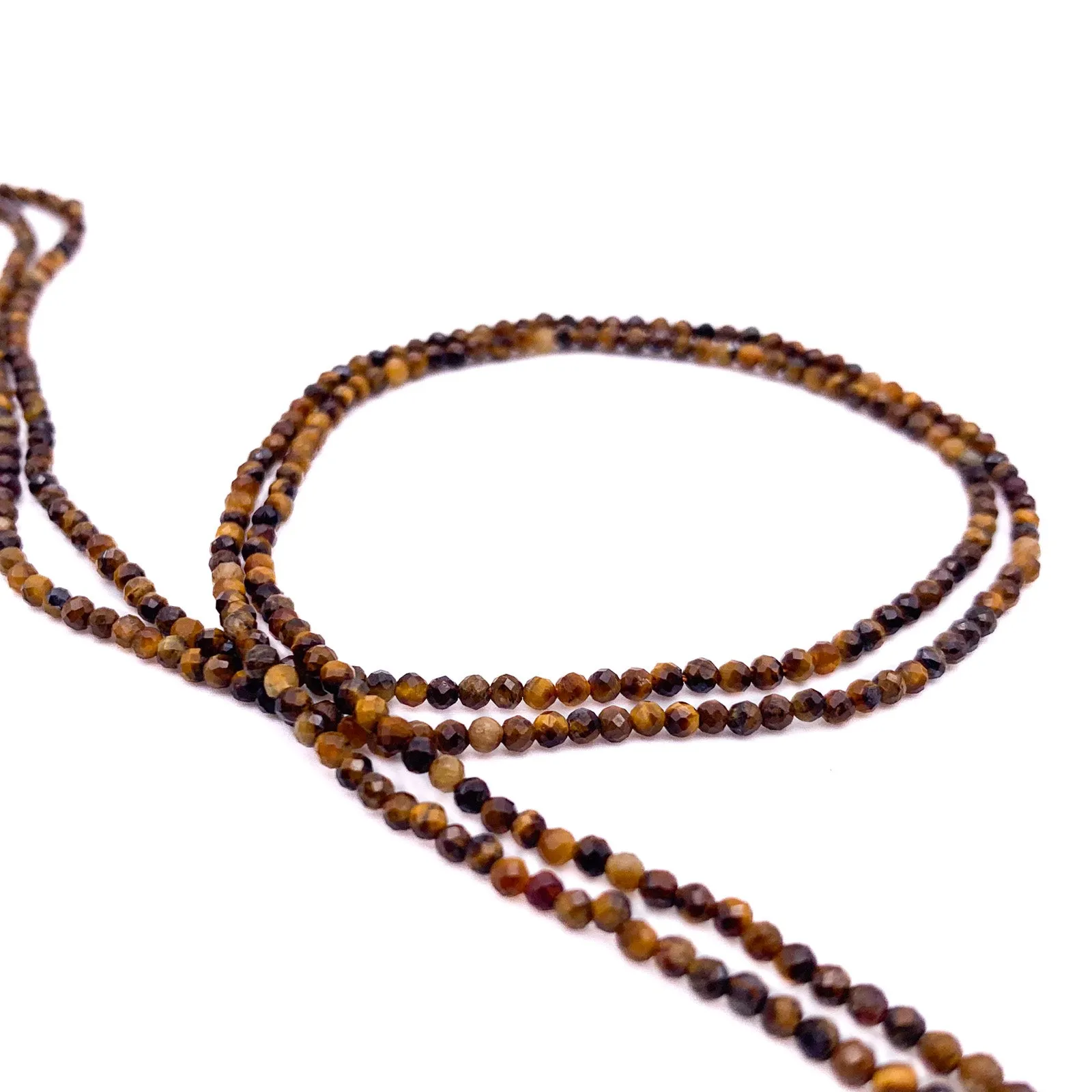 Tiger's Eye 2mm Faceted Round Bead Strand