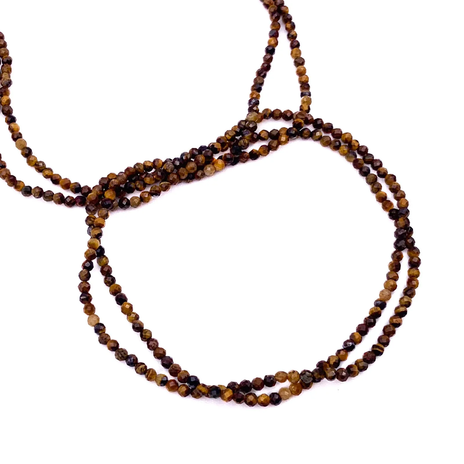 Tiger's Eye 2mm Faceted Round Bead Strand