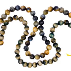 Tiger’s Eye Golden Blue 10.5mm Smooth Rounds Bead Strand