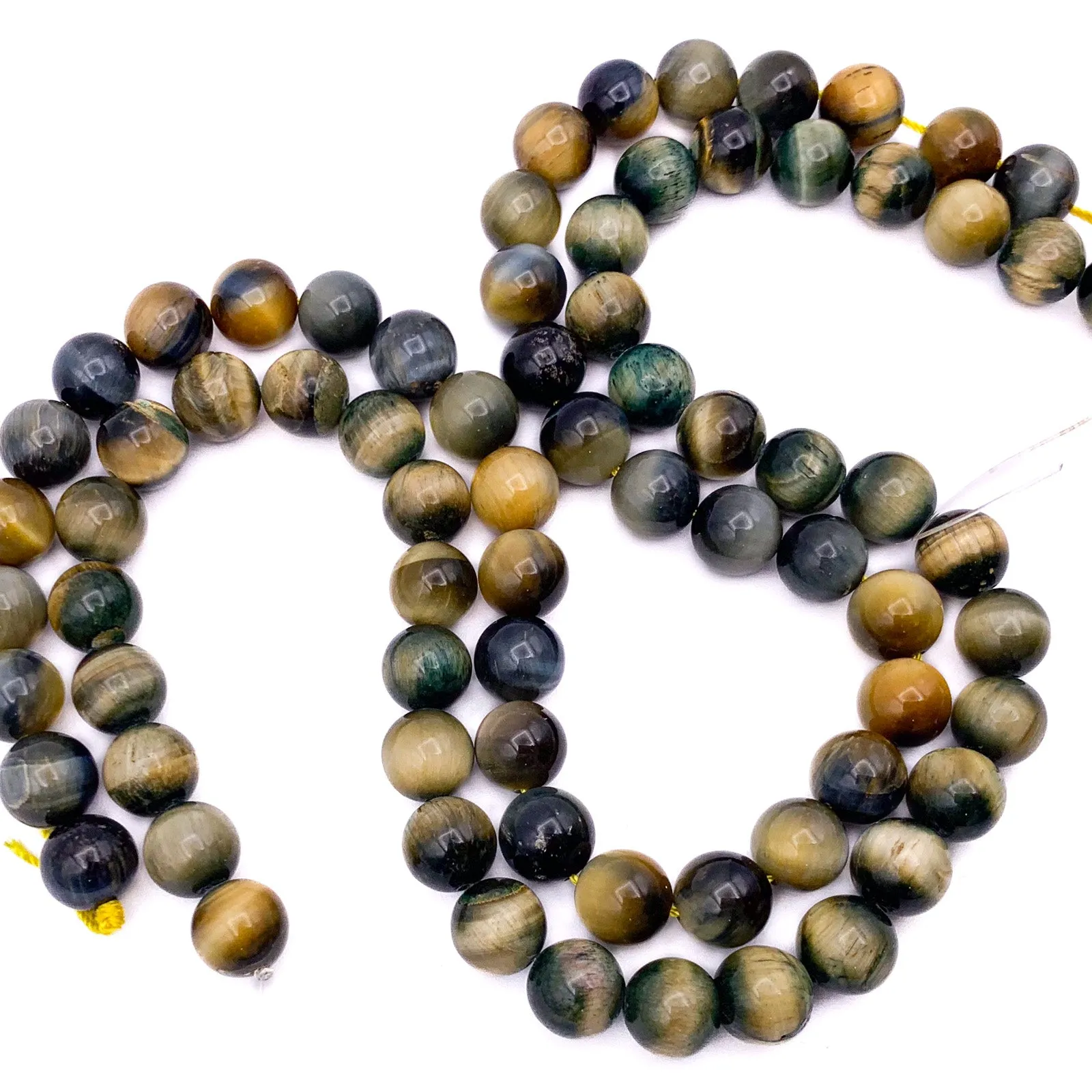 Tiger’s Eye Golden Blue 10.5mm Smooth Rounds Bead Strand