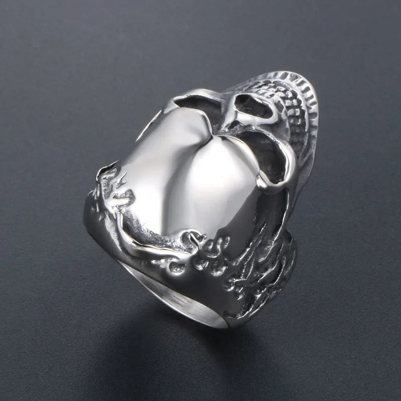 Trendy Titanium Steel Skull Wreath Ring for Men - Cool Rock Hip-Hop Accessory