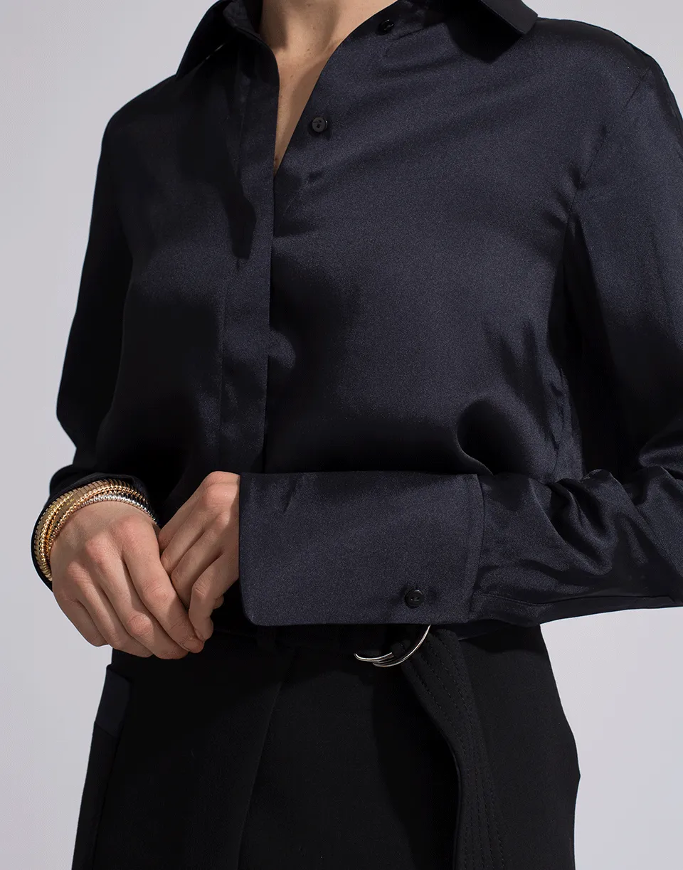 Tuck Sleeve Button Up Blouse