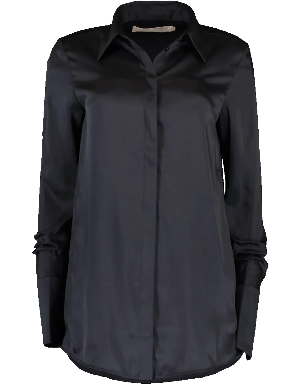 Tuck Sleeve Button Up Blouse