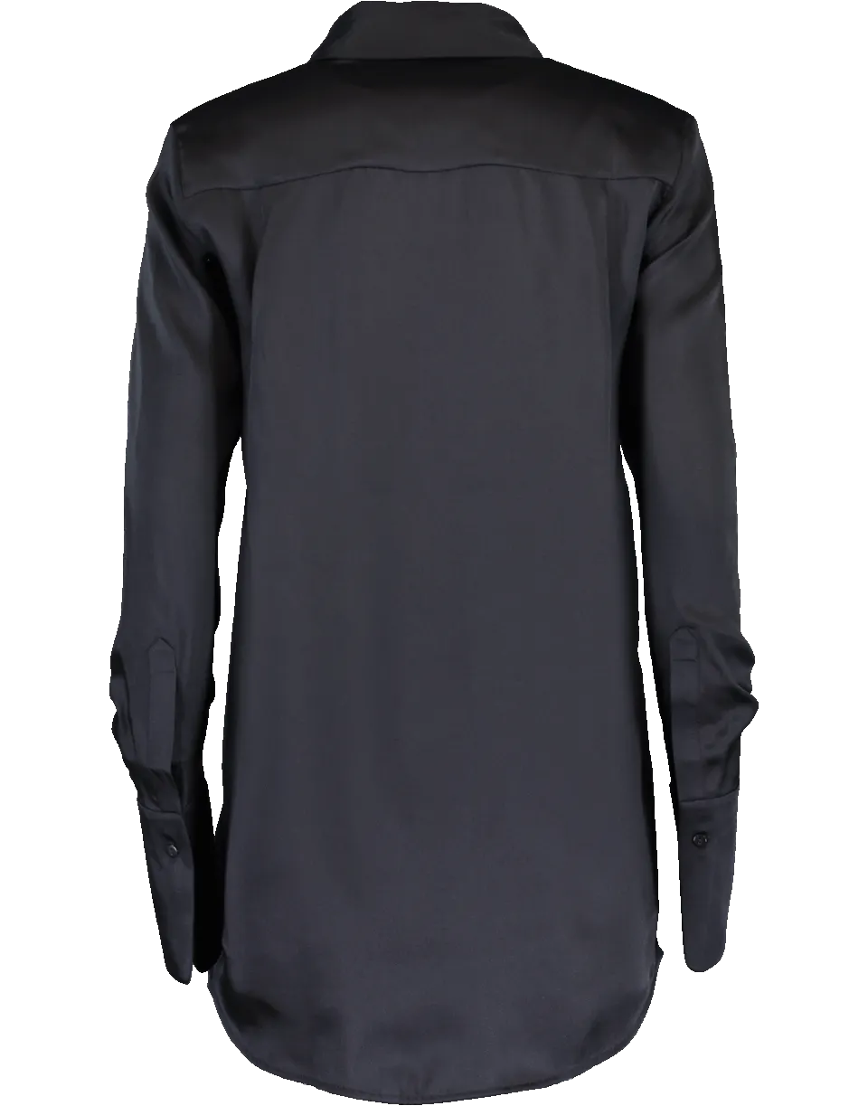 Tuck Sleeve Button Up Blouse