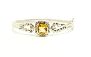 TWO-ROW BANGLE CITRINE WITH DIAMONDS(92.5 S. SILVER)