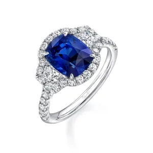 Uneek 3-Stone-Halo Ring-Color 18K White Gold LVS981