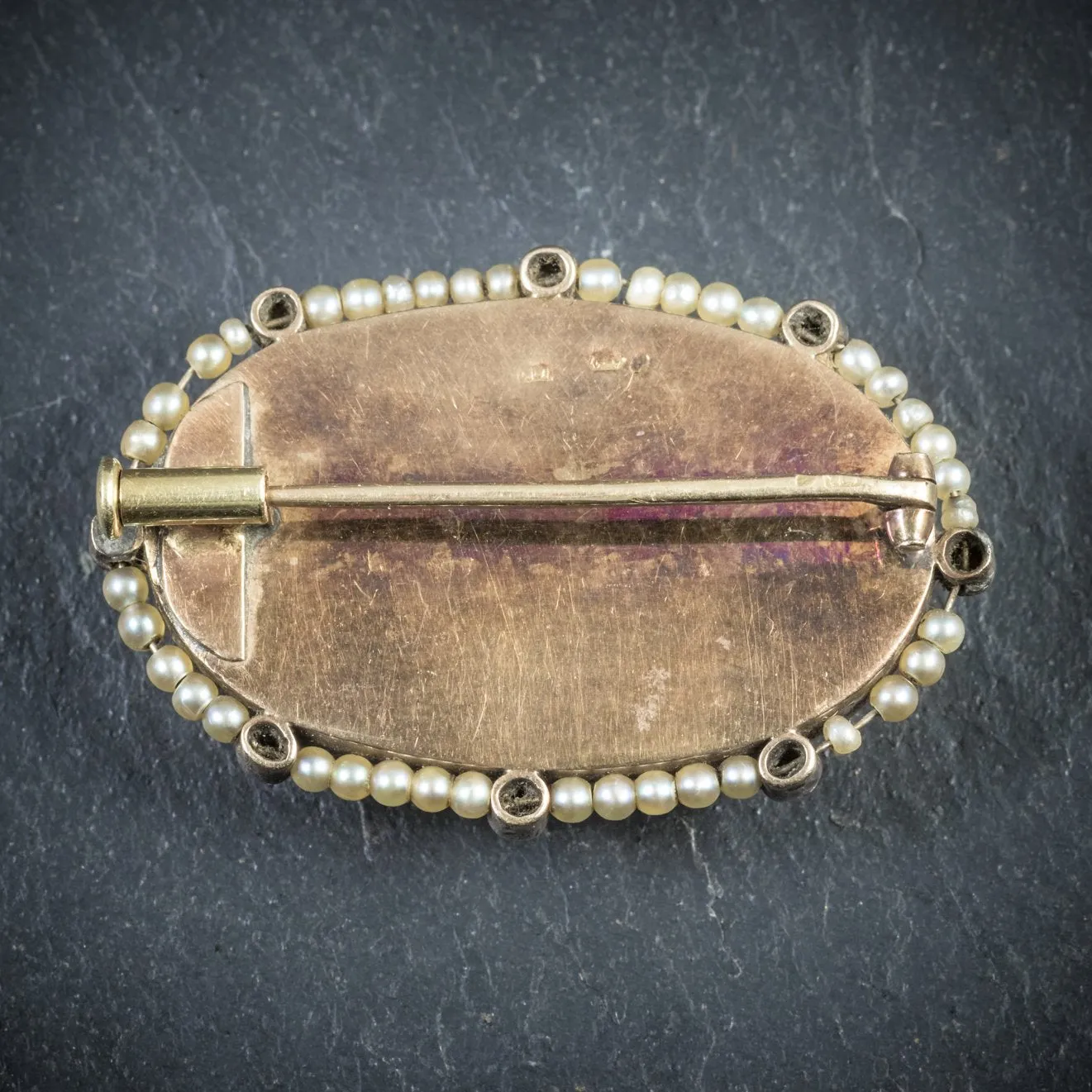 Victorian French Essex Crystal Flower Pearl Diamond Brooch 18Ct Gold