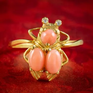 Victorian Style Coral Insect Ring