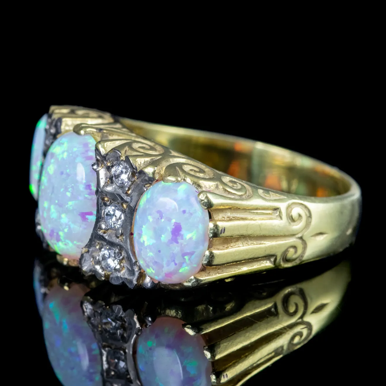 Victorian Style Opal CZ Statement Ring