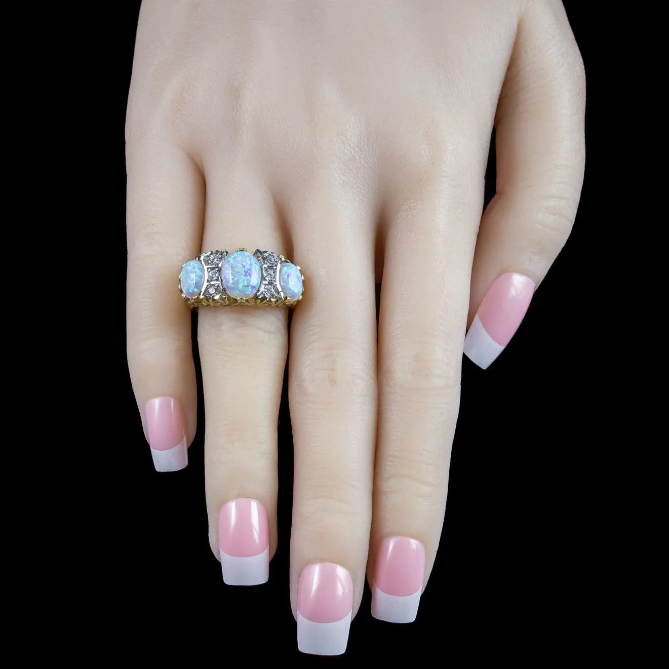 Victorian Style Opal CZ Statement Ring