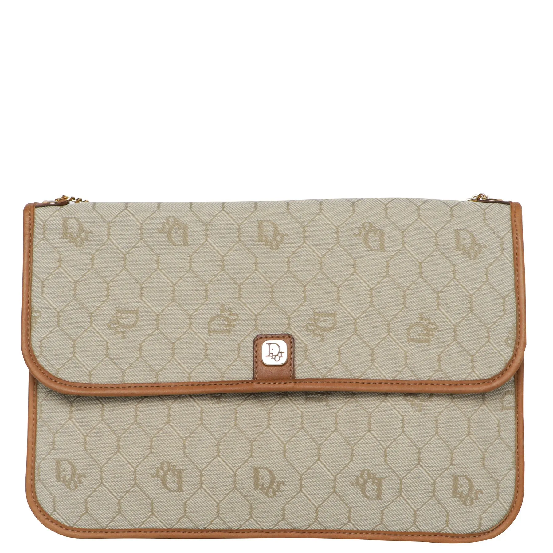 Vintage 70s Christian Dior Honeycomb Monogram Canvas Leather Bag
