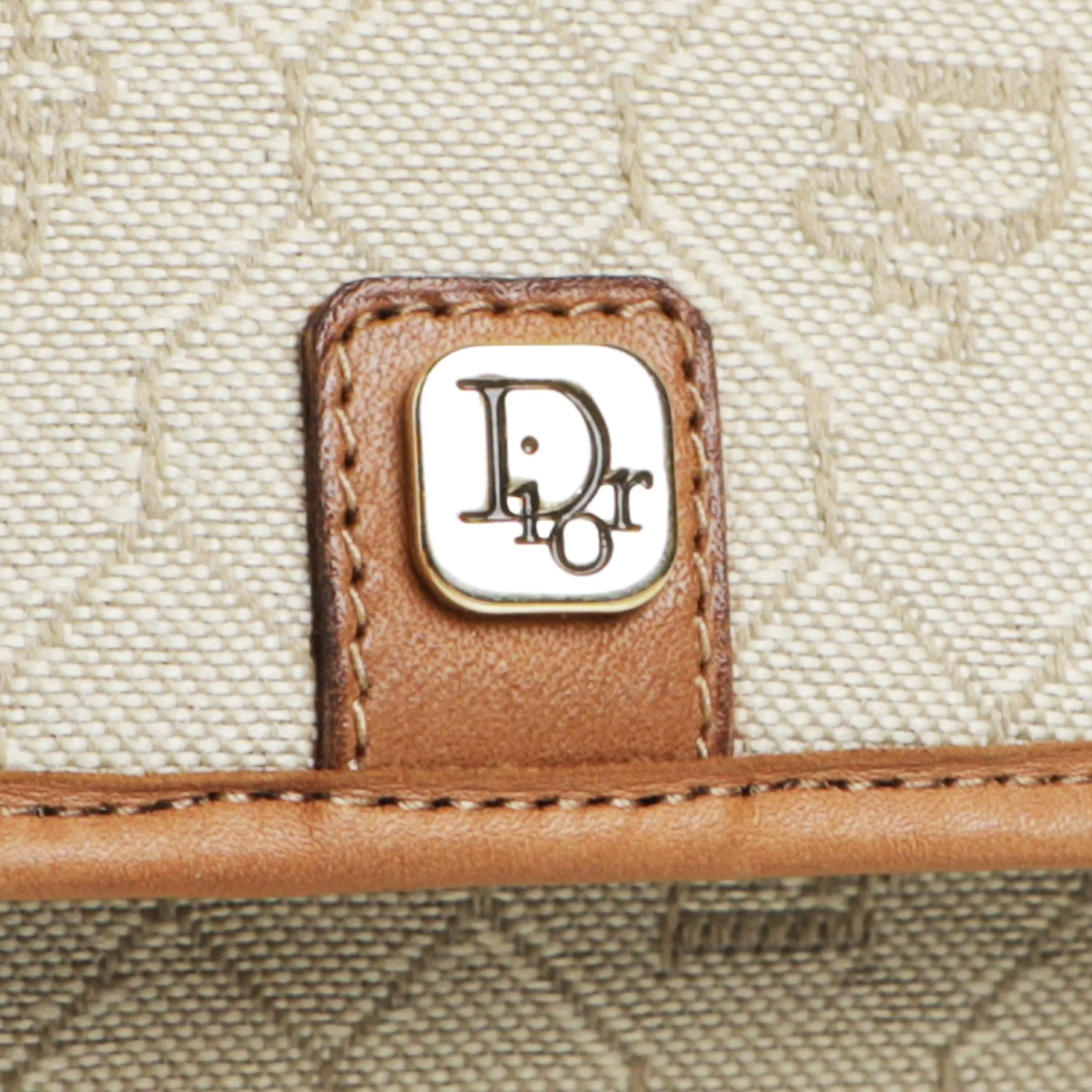 Vintage 70s Christian Dior Honeycomb Monogram Canvas Leather Bag