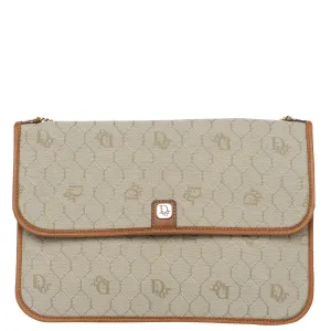 Vintage 70s Christian Dior Honeycomb Monogram Canvas Leather Bag