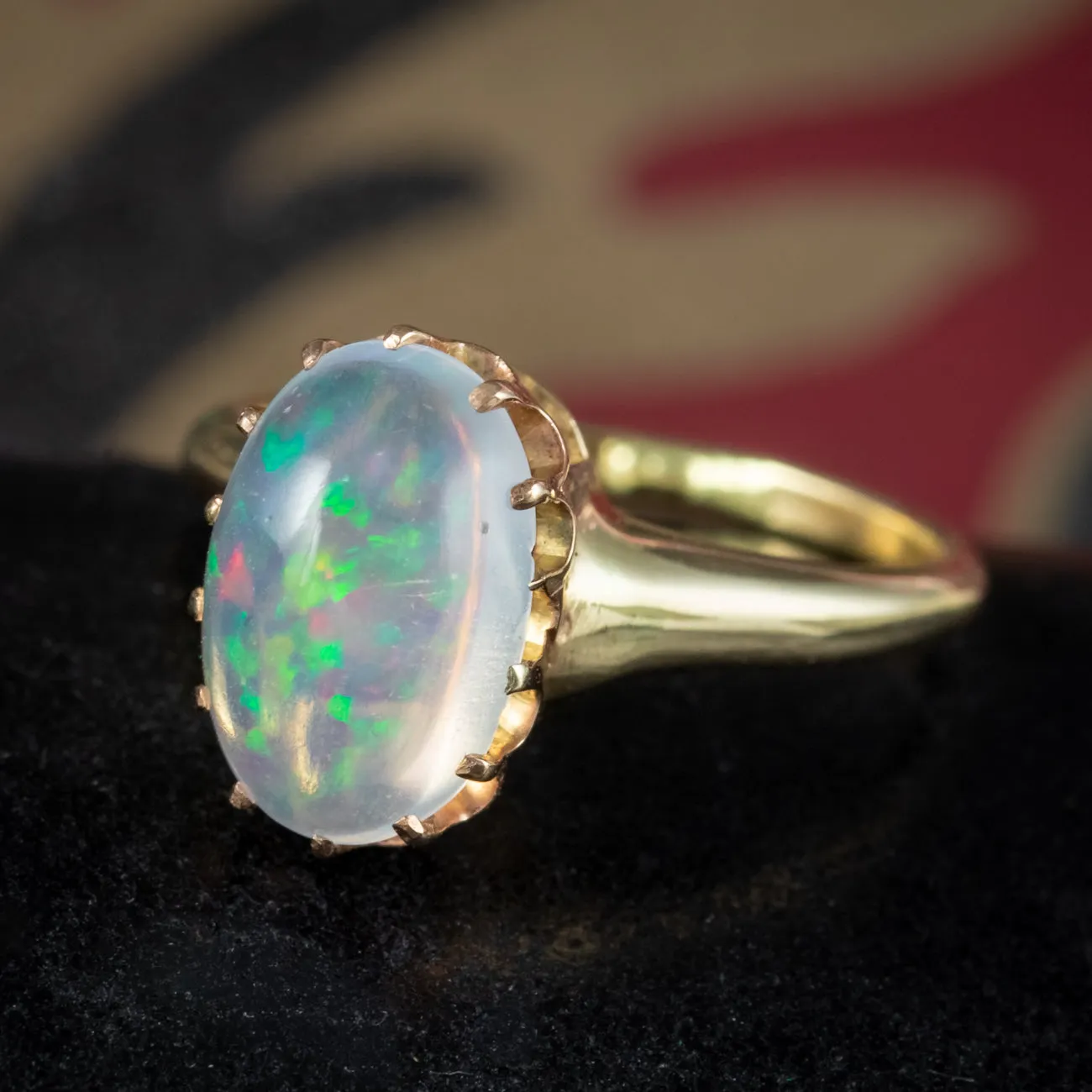 Vintage Jelly Opal Solitaire Ring 3ct Opal