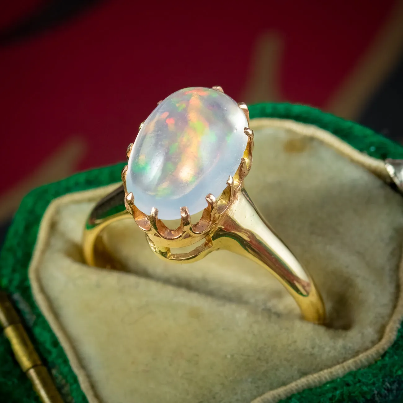 Vintage Jelly Opal Solitaire Ring 3ct Opal