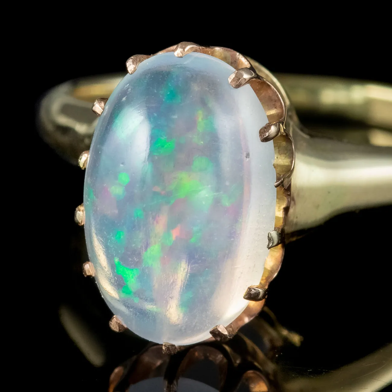 Vintage Jelly Opal Solitaire Ring 3ct Opal