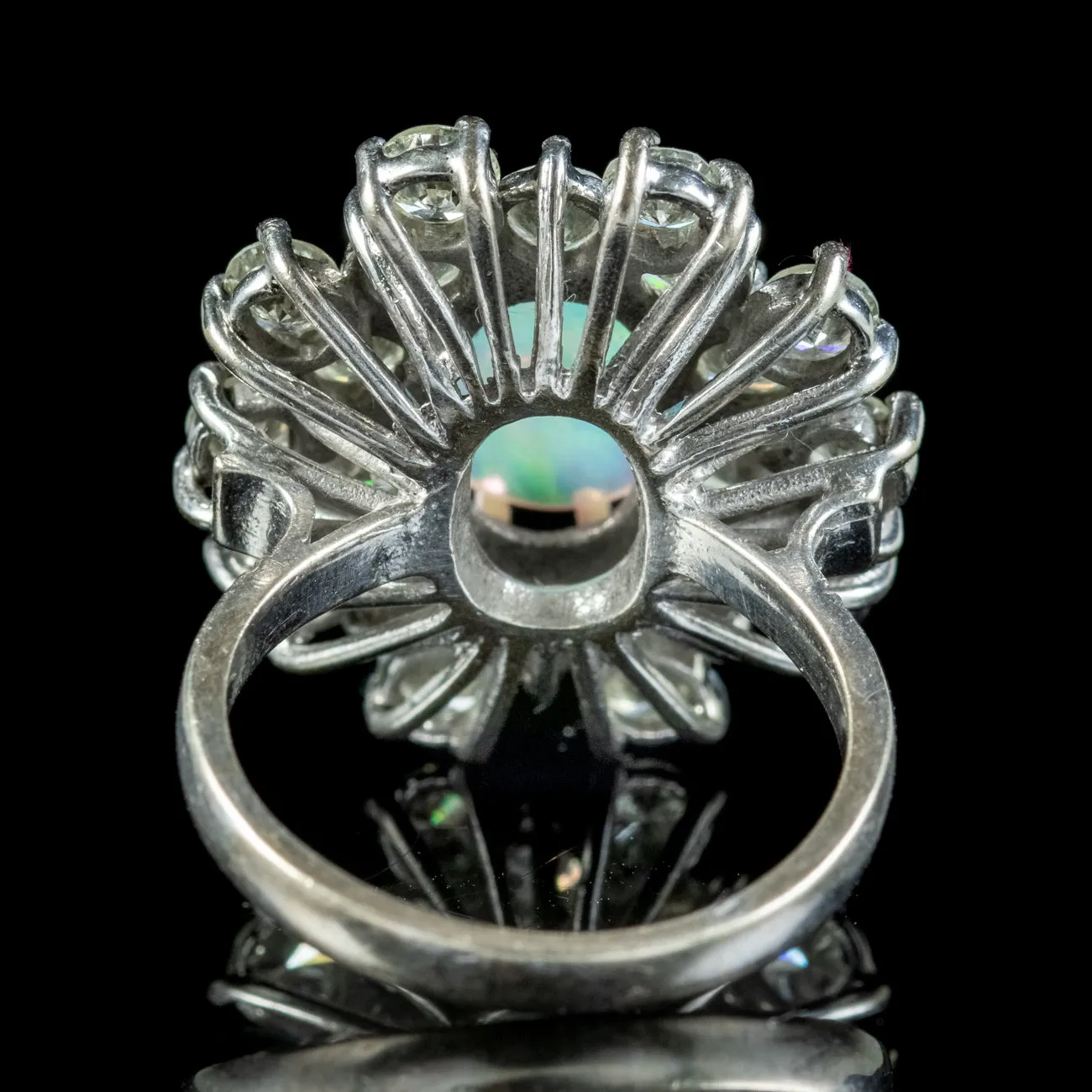 Vintage Opal Diamond Cluster Ring 3ct Opal Circa 1950