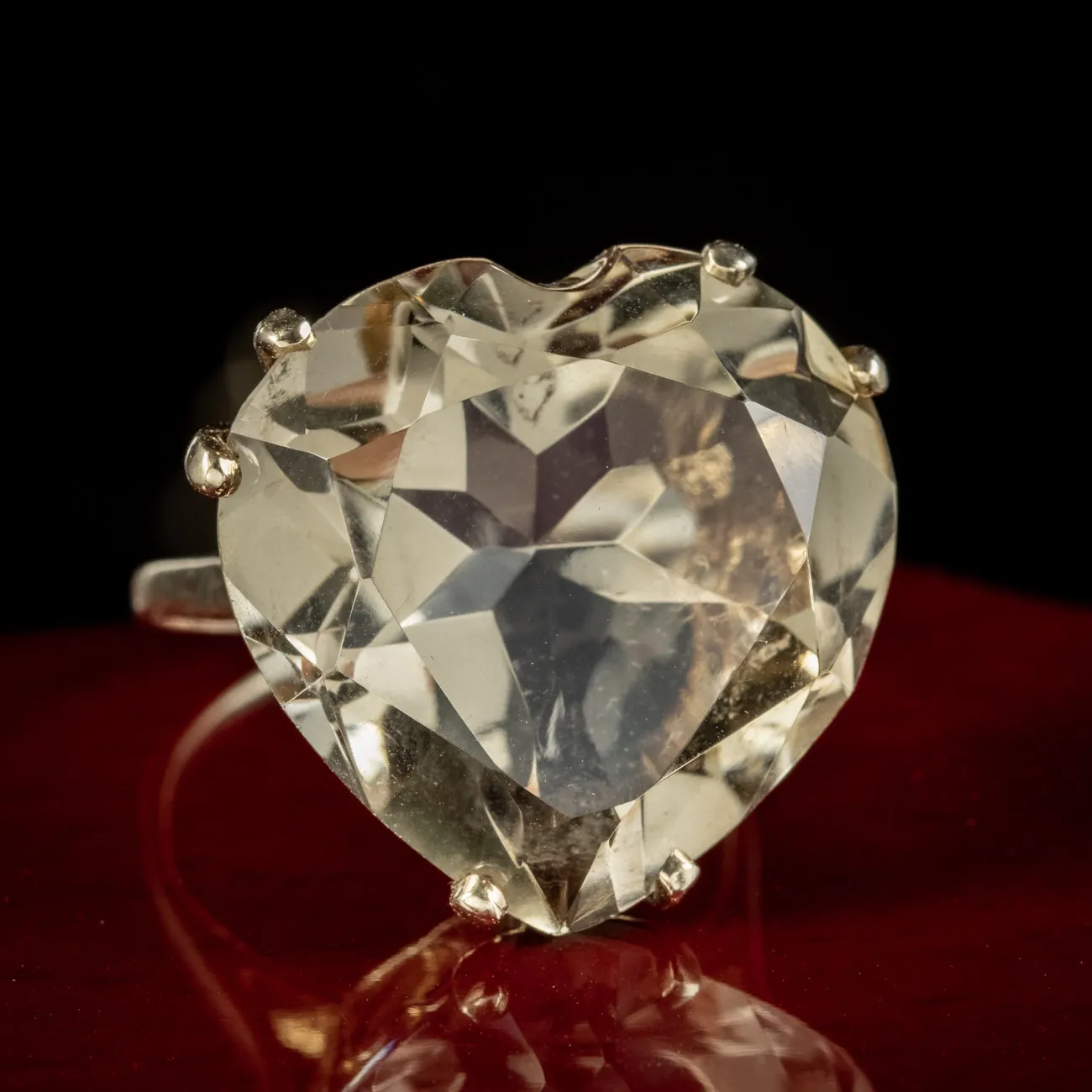 Vintage Smokey Quartz Heart Cocktail Ring 20ct Quartz