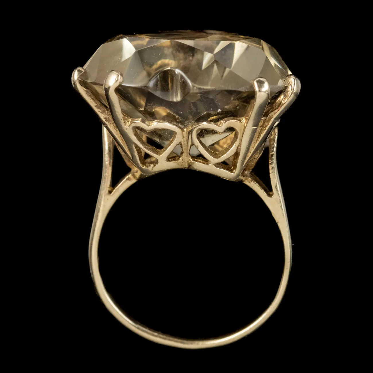 Vintage Smokey Quartz Heart Cocktail Ring 20ct Quartz