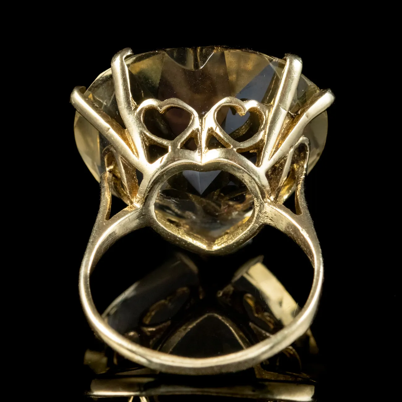 Vintage Smokey Quartz Heart Cocktail Ring 20ct Quartz